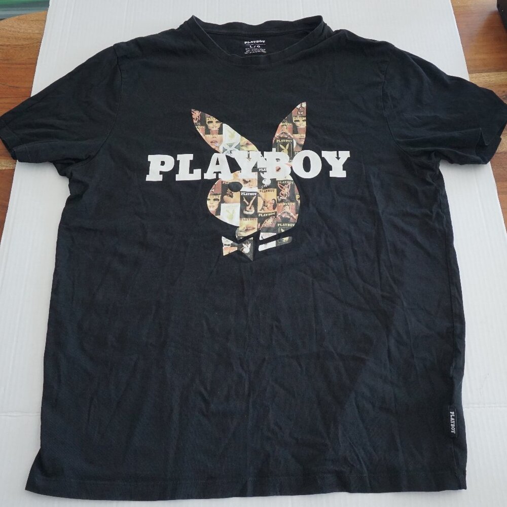Playboy Black Graphic Logo T-Shirt Men’s Large Bunny Tee